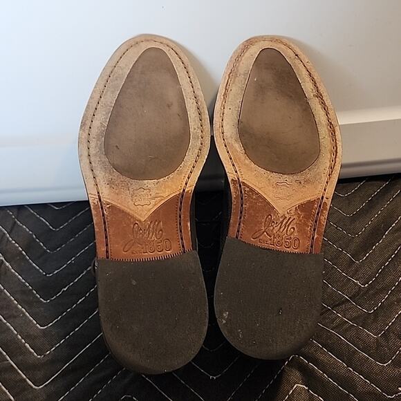 JOHNSTON MURPHY 1801 GENUINE LEATHER DERBY'S DARK BLUE/BROWN MENS9.5 MADE INDIA - Picture 12 of 16